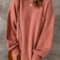 Solid Color Puffy Sleeve Pocketed Sweater