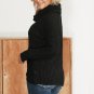 Black Buttoned Wrap Turtleneck Sweater