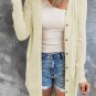 Beige Solid Color Open-Front Buttons Cardigan