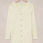 Beige Solid Color Open-Front Buttons Cardigan