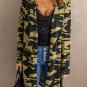 Green Camo Print Long Cardigan