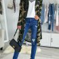 Green Camo Print Long Cardigan