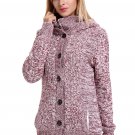 Red Long Sleeve Button-Up Hooded Cardigans