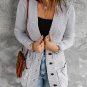 Gray Front Pocket and Buttons Closure Cardigan