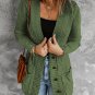 Green Front Pocket and Buttons Closure Cardigan