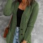 Green Front Pocket and Buttons Closure Cardigan