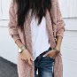 Pink Plaid Knitted Long Open Front Cardigan