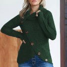 Olive Green Buttoned Wrap Turtleneck Sweater