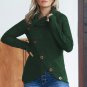 Olive Green Buttoned Wrap Turtleneck Sweater