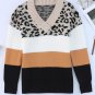 Khaki Leopard Color Block Long Sleeve Sweater