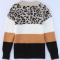 Khaki Leopard Color Block Long Sleeve Sweater