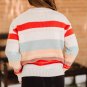 Crew Neck Drop-Shoulder Striped Color Block Sweater