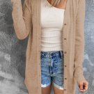 Solid Color Open-Front Buttons Cardigan