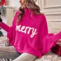 Rose Merry Letter Embroidered High Neck Sweater