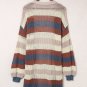 Blue Striped Color Block Hollowed Knit Cardigan