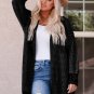 Black Plaid Knitted Long Open Front Cardigan