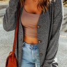 Gray Heather Knit Pocketed Button Front Cardigan