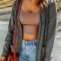 Gray Heather Knit Pocketed Button Front Cardigan