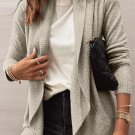Gray Open Front Shawl Neckline Cardigan