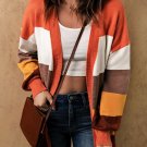 Open Front Pocketed Colorblock Cardigan
