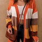 Open Front Pocketed Colorblock Cardigan