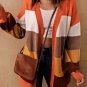 Open Front Pocketed Colorblock Cardigan