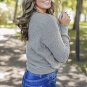 Gray Black/Pink/Gray/Khaki/Apricot Wrap V Neck Waffle Sweater