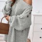 Gray Buttoned Drop Shoulder Oversized Sweater