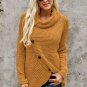 Mustard Buttoned Wrap Turtleneck Sweater