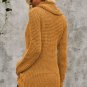 Mustard Buttoned Wrap Turtleneck Sweater