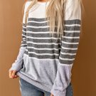 Gray Striped Colorblock Sweater