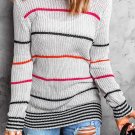Gray Ribbed Knit Striped Sweater