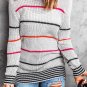 Gray Ribbed Knit Striped Sweater