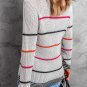 Gray Ribbed Knit Striped Sweater
