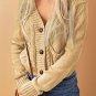 Beige Front Pockets Buttons Textured Cardigan