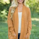 Mustard Knit Texture Long Cardigan
