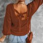Orange Drop Shoulder Back Cut-Out Sweater with Tie