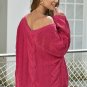 Rose Bubblegum V Neck Braided Knit Sweater