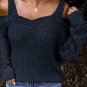 Dark Blue Dew Shoulder Juliette Knitted Sweater