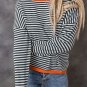Contrast Trimmed Striped Drop Shoulder Sweater