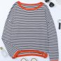 Contrast Trimmed Striped Drop Shoulder Sweater