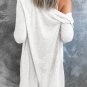 White Solid Color Open-Front Buttons Cardigan