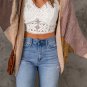 Brown Color Block Loose Open Front Knitted Cardigan