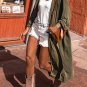 Green Lightweight Long Sleeve Open Front Duster Cardigan