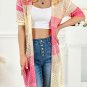 Pink Ribbed Short Sleeve Ombre Eyelet Knitted Cardigan