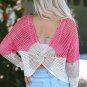 Pink Color Block Eyelet Long Sleeve Twisted Back Knit Top