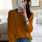 Brown Long Sleeve Cutout Shoulder Relaxed Sweater