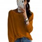Brown Long Sleeve Cutout Shoulder Relaxed Sweater