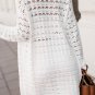 White Wavy Trim Open Knit Long Sleeve Cardigan