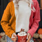 Multicolor Colorblock Textured Drop Shoulder Sweater